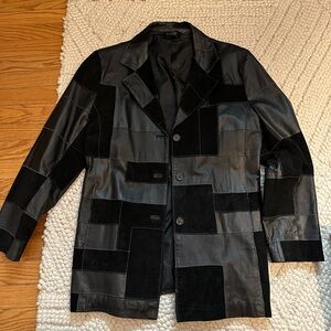 Vintage Black Patchwork Leather Jacket